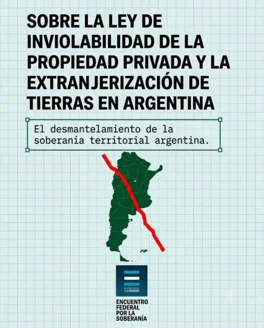 🌎🚫 NO A LA EXTRANJERIZACIÓN DE NUESTRA TIERRA.
Compartimos el material informativo que expusimos ayer en la ASAMBLEA CIUDADANA ABIERTA contra la extranjerización de la tierra en ROSARIO.
La tierra es soberanía, producción, identidad y futuro. Rechazamos cualquier intento de eliminar los límites que hoy protegen nuestro territorio de la extranjerización y la concentración en manos de grandes capitales. ✊🇦🇷
🌱💧 Mientras millones de hectáreas ya están en manos extranjeras, el proyecto del gobierno busca abrir aún más la puerta para que se vendan nuestros bienes estratégicos: la tierra, el agua y los recursos naturales.
⚠️ Defender la tierra es defender el trabajo, la producción nacional, las comunidades y la capacidad de decidir sobre nuestro propio destino. No podemos entregar el territorio a quienes solo buscan hacer negocios. 🌾🏞️
🇦🇷❤️ La tierra y el territorio no se venden, se defienden. Digamos NO a la extranjerización de la tierra y SÍ a la soberanía nacional.
EL 6 DE AGOSTO TODOS A LAS CALLES Y PLAZAS PARA RECHAZAR LA ENTREGA DE LA ARGENTINA.
#NoALaExtranjerización #LaTierraSeDefiende #Soberanía #Argentina